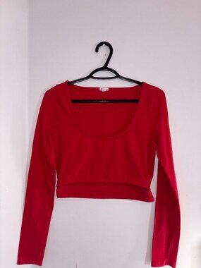 Garage - Red Long Sleeve Crop Top